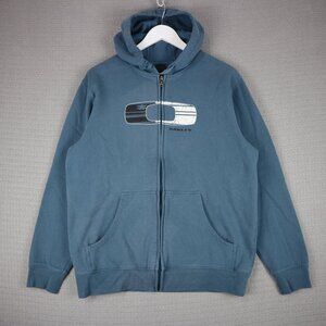 Oakley Logo Zip Up Hoodie Mens Vintage Blue Medium